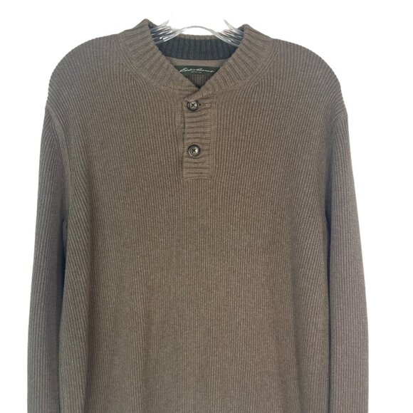 Eddie Bauer Mens Sweater Ribbed Tan Size Large - Picture 3 of 9